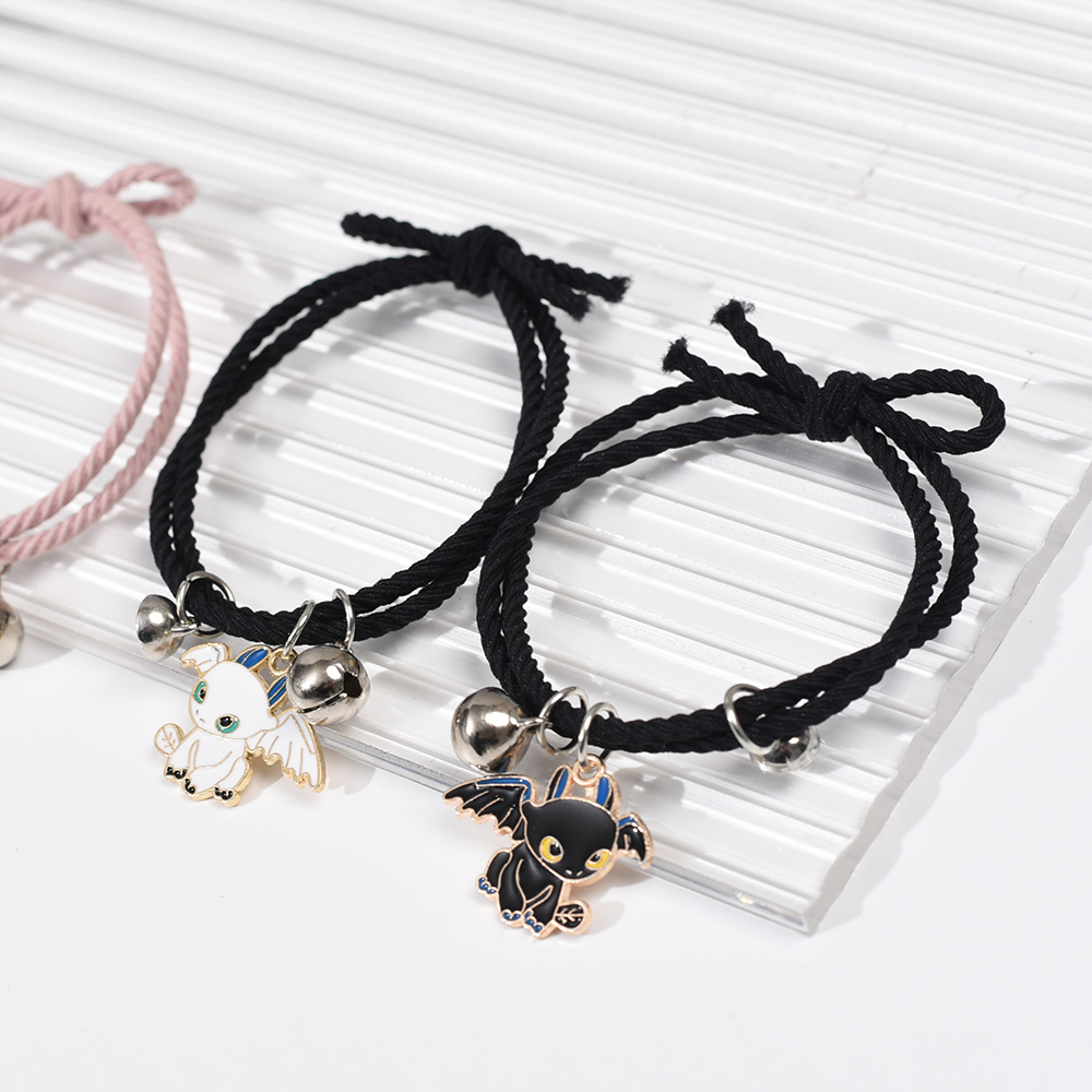 Cute Little Devil Couples Distance Matching Bracelets 2-Piece Set for Friendship and Charm. 