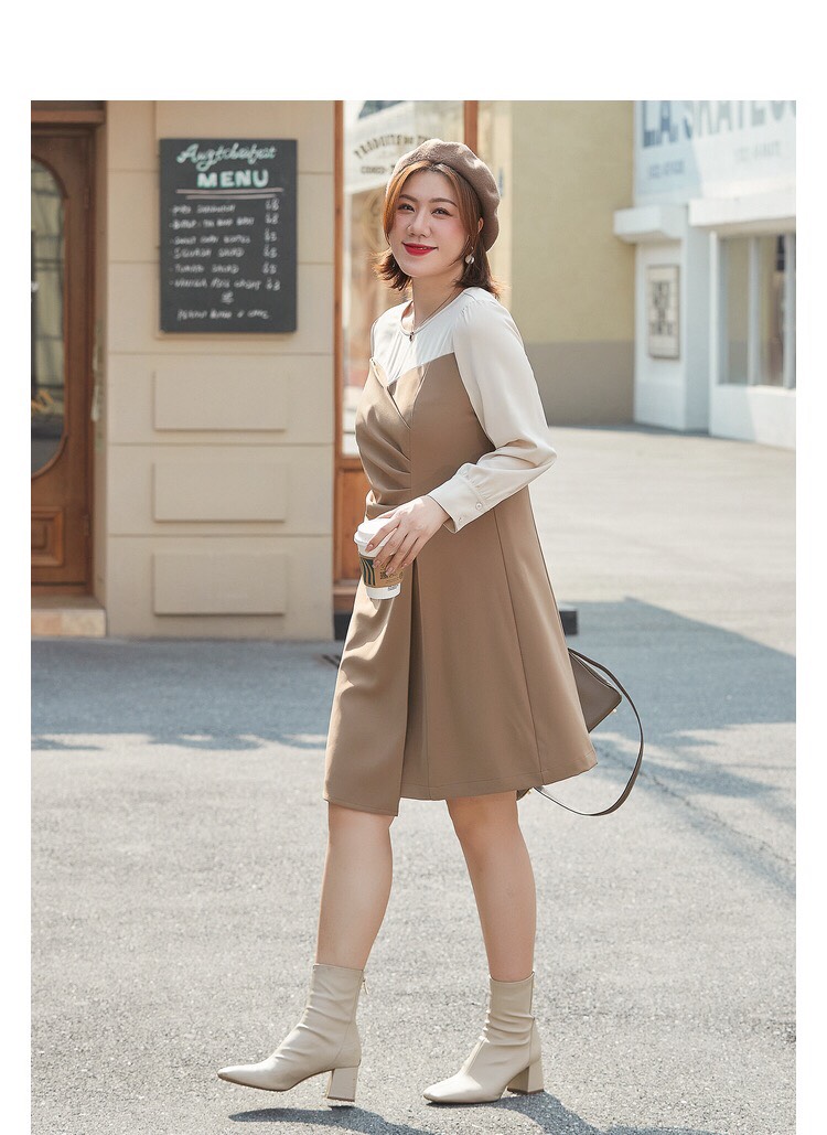 Đầm kiểu phối màu thanh lịch bigsize cao cấp - BSmd322
