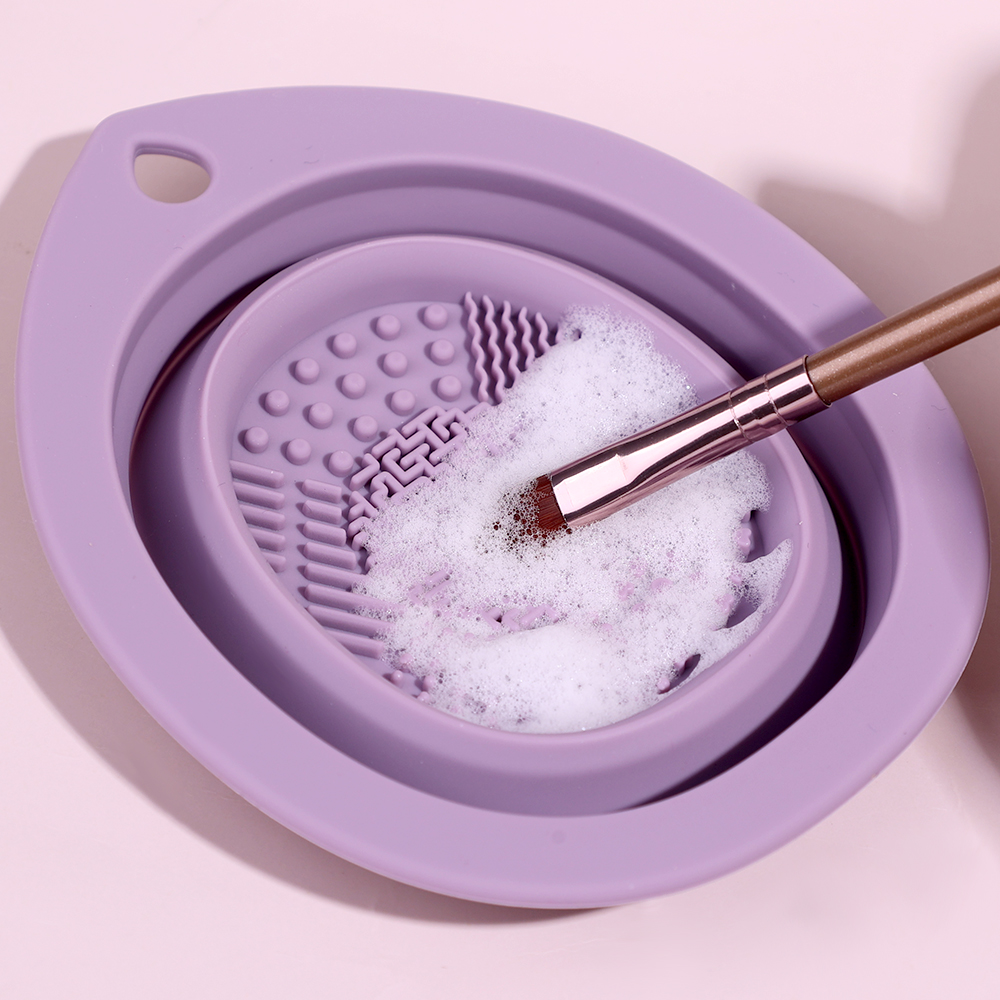 Cọ trang điểm dụng cụ làm sạch giọt nước loại Silicone gấp chậu rửa Cọ đánh phấn mắt rửa đệm mềm