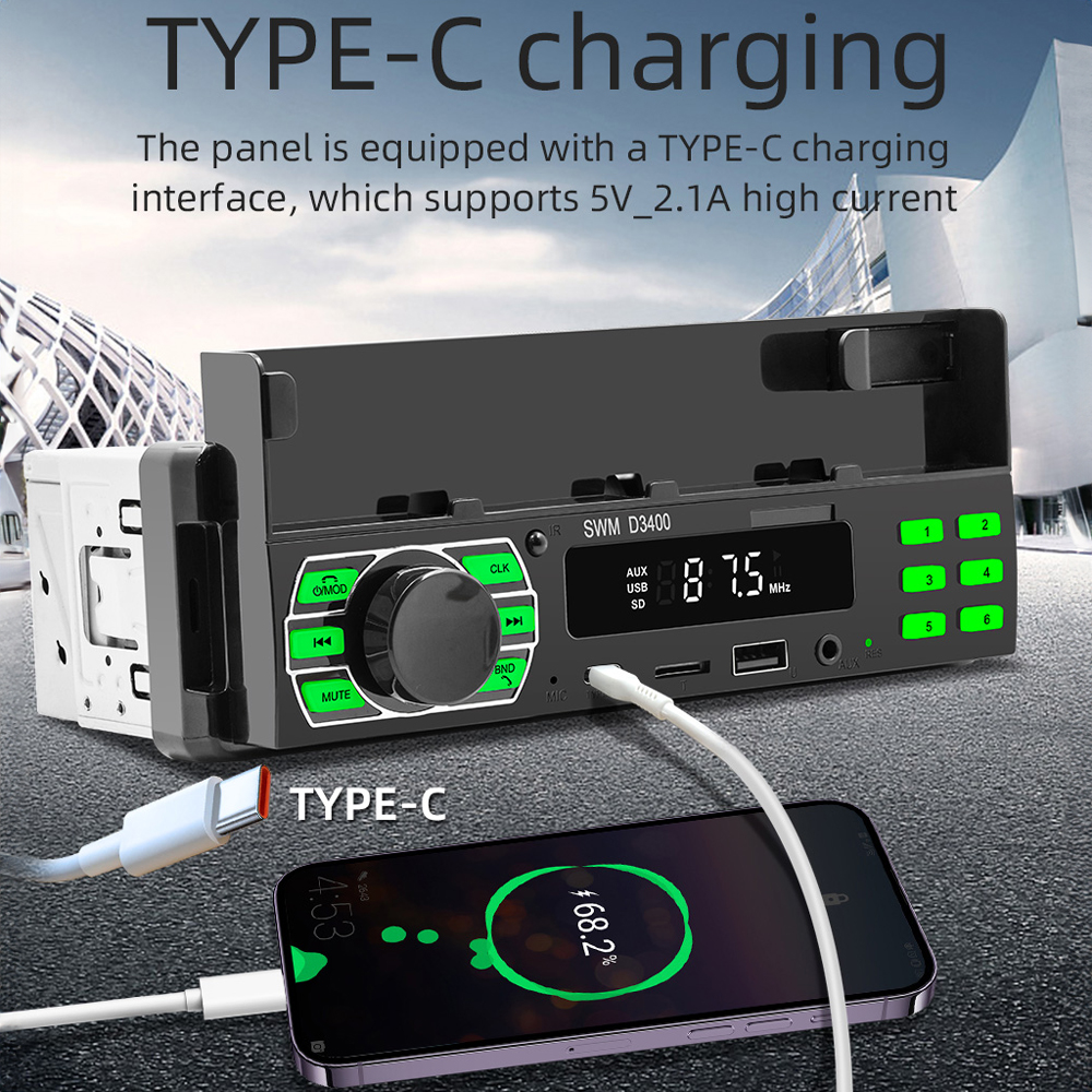 【Hàng có sẵn】hệ thống âm thanh nổi xe hơi DIN đơn âm thanh Bluetooth và gọi đầu đơn vị Máy nghe nhạc MP3 âm thanh USB đầu vào AUX Xe Máy nghe nhạc MP3 hệ thống âm thanh