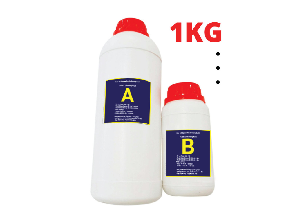 Keo Epoxy Resin Clear Keo AB Trong Suốt Đổ Nhựa Làm Khuôn, Đổ Bàn Gỗ ,Đổ Keo Làm Móc Khóa