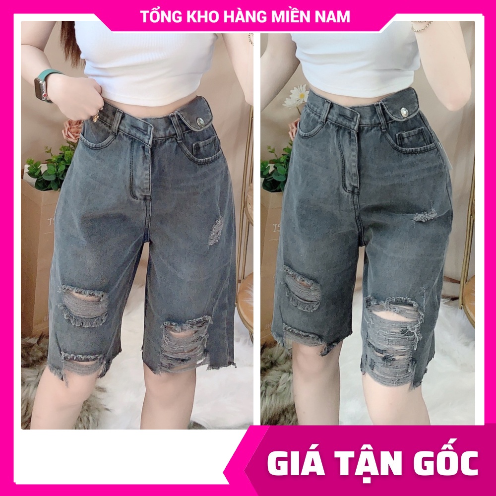 Quần jean ngố nữ rách phối lưng kiểu dễ thương 🛑 Quần lửng nữ 🛑 Quần jean nữ 🛑 N04 quần baggy jean ngố quần ngố jean bụi