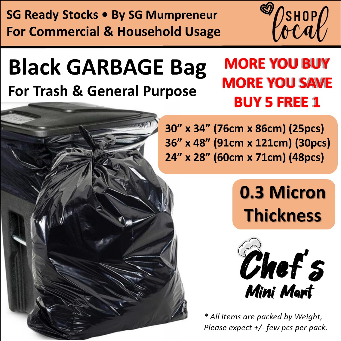 Super Thick New Material 30pcs Large Garbage Bags 30 Gallon