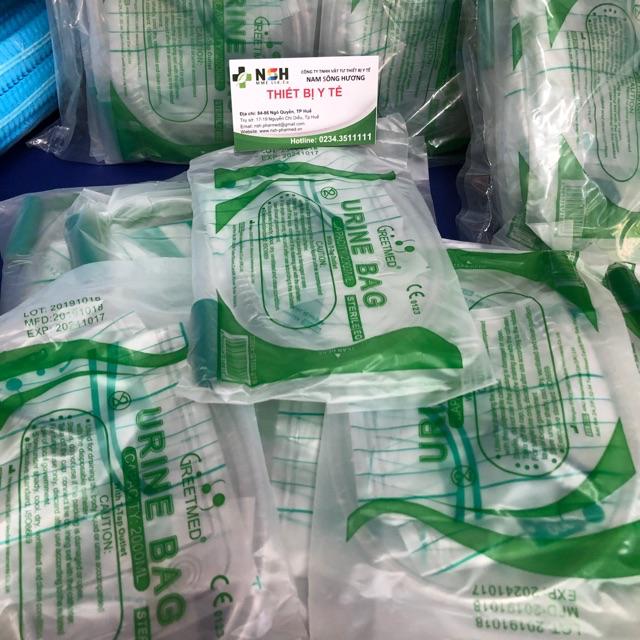 Túi chứa nước tiểu túi đựng nước tiểu van xả ngang chữ T hoặc van thẳng có dây treo 2000ml URINE BAG Greetmed