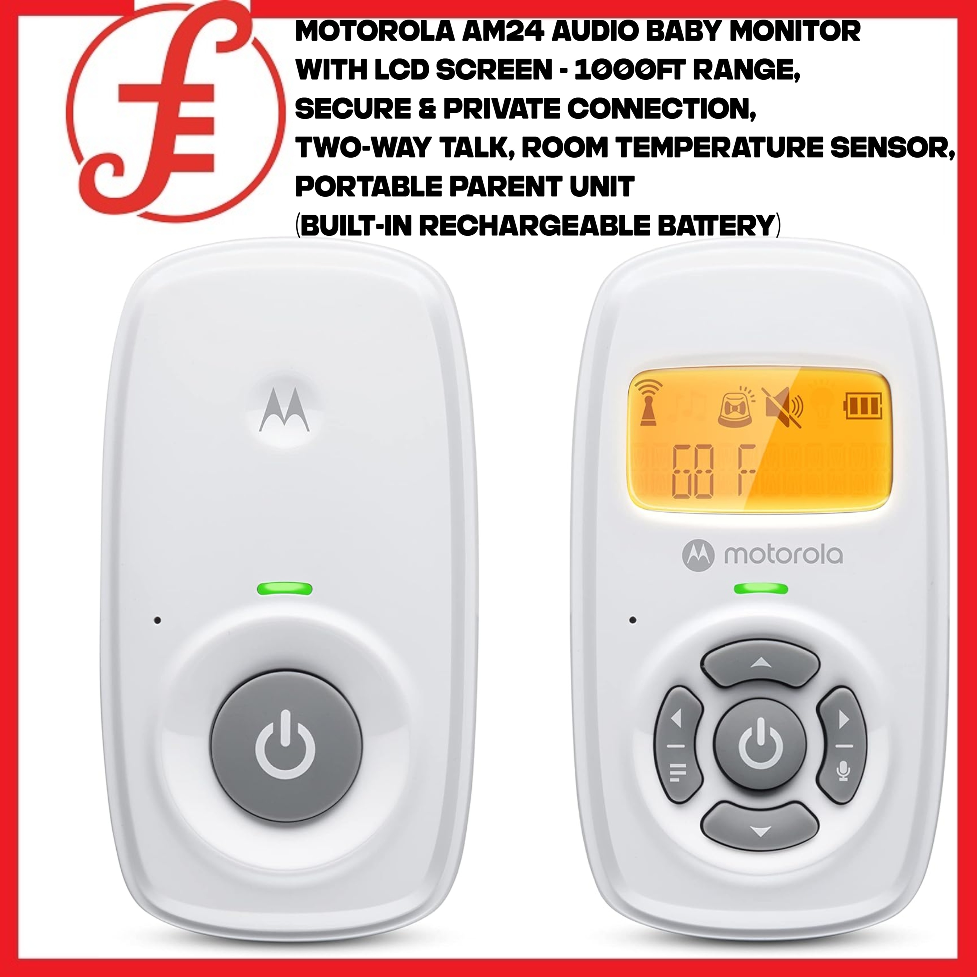 Video Baby Monitor Motorola AM24 Audio Baby Monitor With Temp Sensor ...