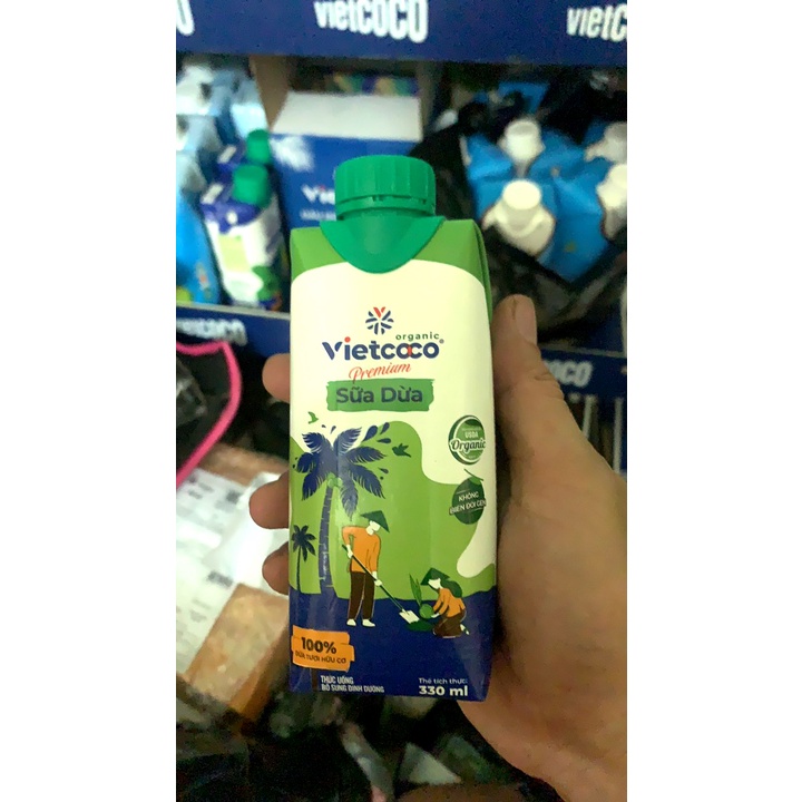 1 Thùng 12 Hộp Sữa dừa Hữu Cơ Vietcoco hộp 330ml Organic Coconut Milk