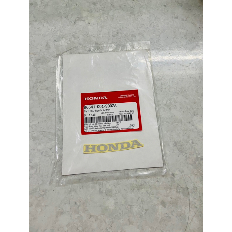 Tem dán Mặt Nạ xe honda SH Việt - Vision - SH Mode chữ Cong màu Bạc nền trong suốt 65mm chính hãng Honda