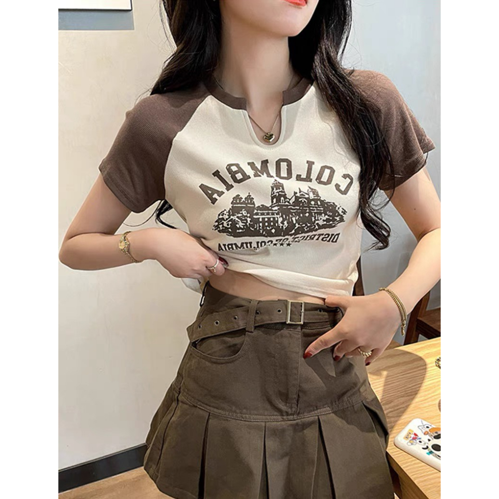 Áo Croptop COLOMBIA Cổ giọt lệ