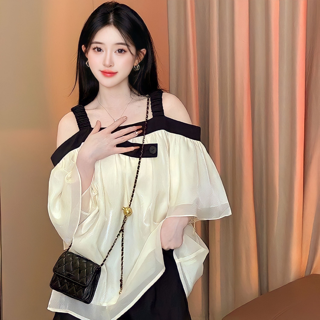 Sét Đồ Babydoll Áo Trễ Vai + Quần Tafta