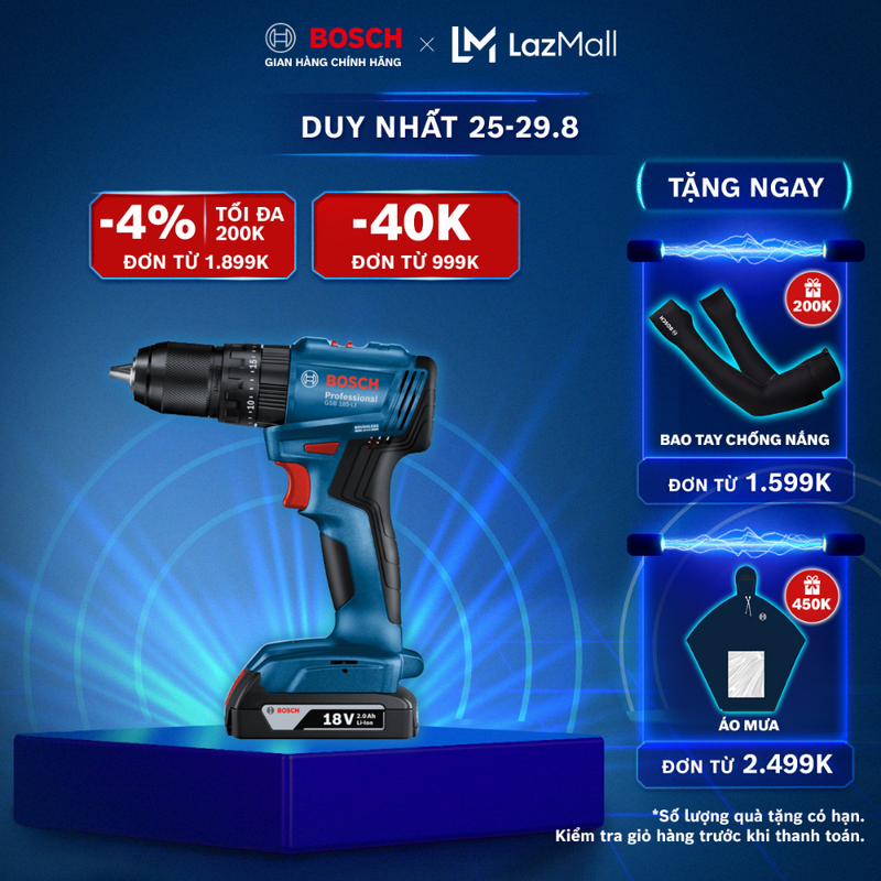 Máy khoan vặn vít động lực pin gsb 185-li
