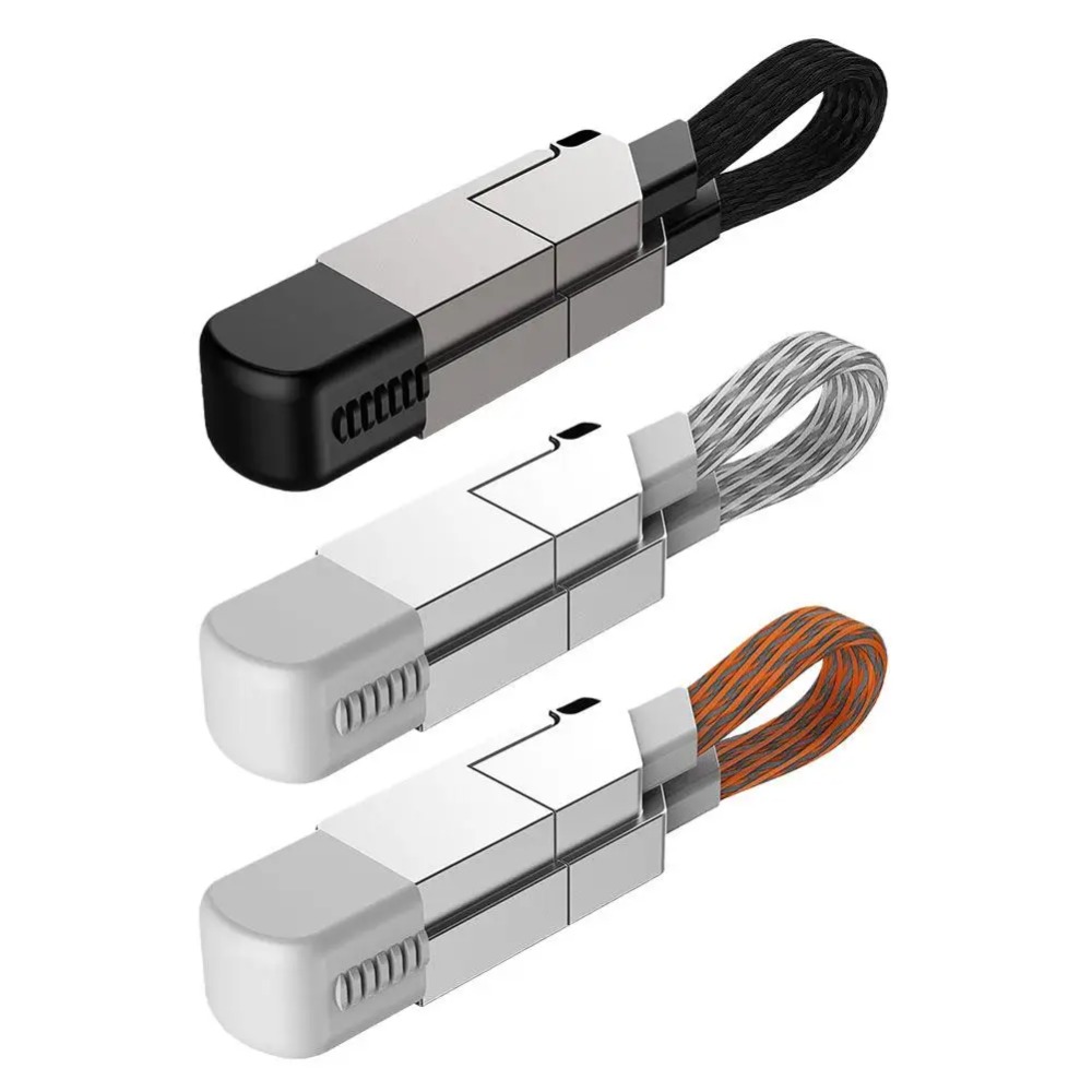AAVGH 4 in 1 Multi Charging Cable Short Fast Charger Keyring Multi Connectors Cable USB A/C to Type C Charger Cord