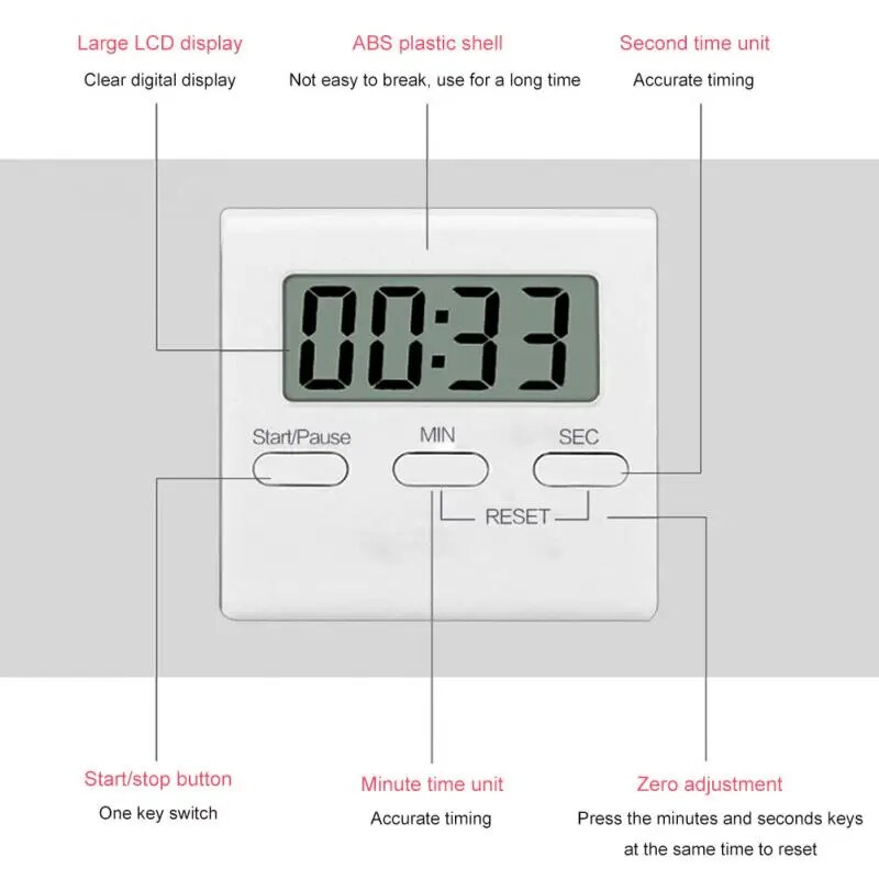 【Bestselling】 Digital Kitchen Timer Lcd Cooking Timer Strong Magnet Back For Cooking Baking Sports Games Kitchen Gadget Not Included