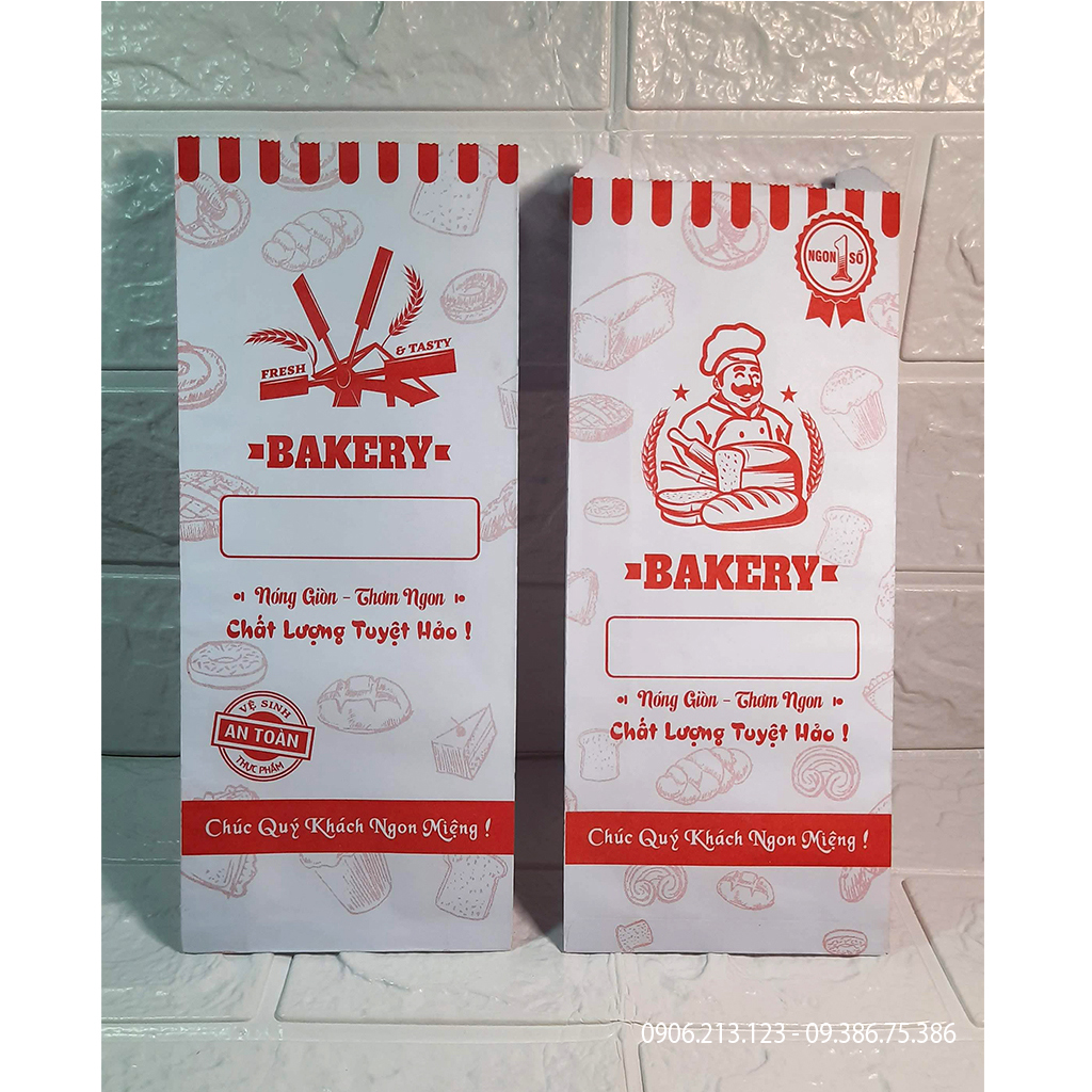 Túi Giấy Đựng Bánh Mì ( Bao Giấy đựng Bánh Mì ) 100 Cái in sẵn