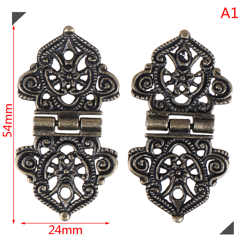 WonderfulBuyinge 2 bản lề hoa rỗng hợp kim cổ điển Bản lề cửa tủ bằng kim loại 24*54mm