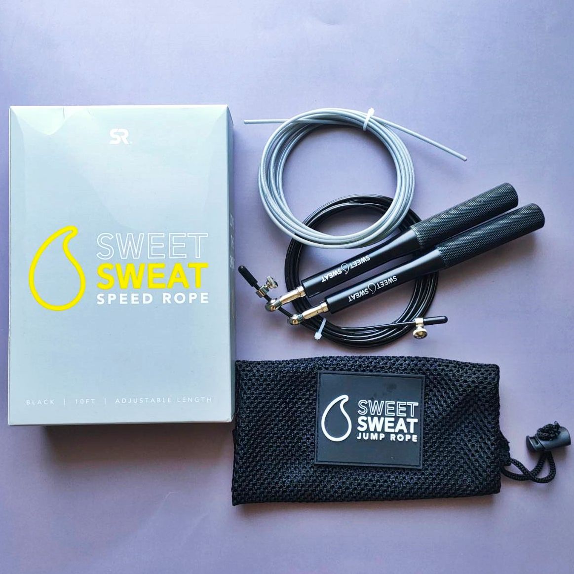 Sports Research Sweet Sweat Speed Rope Black 10ft Jump Rope