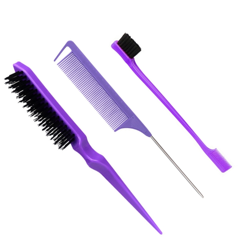 【Innovative】 3pcs Slick Back Hair Brush Set With 1 Pcs Bristle Hair Brush 1 Pcs Brush.