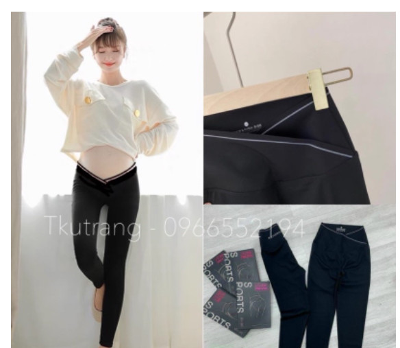 Quần bầu legging umi cạp chéo viền co dãn