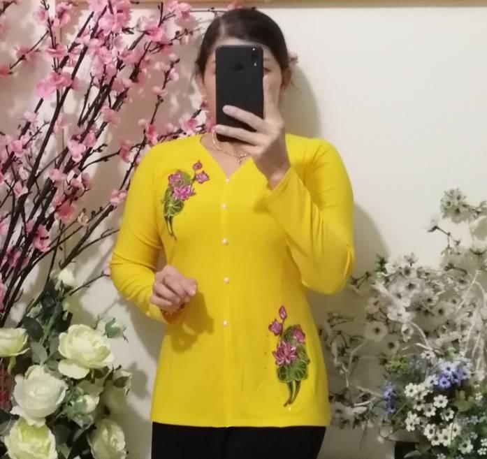 Bộ Bà Ba In Hoa 4D (Áo Lẻ + Quần Đen Ống Rộng)