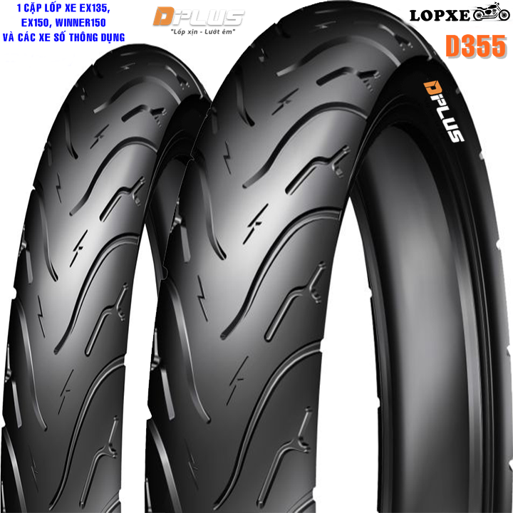 1 cặp vỏ xe không ruột cho xe số thông dụng, exciter 135, 150, winner 150_dplus_hàng vn chất lượng cao_tiêu chuẩn nhật bản_iso9001