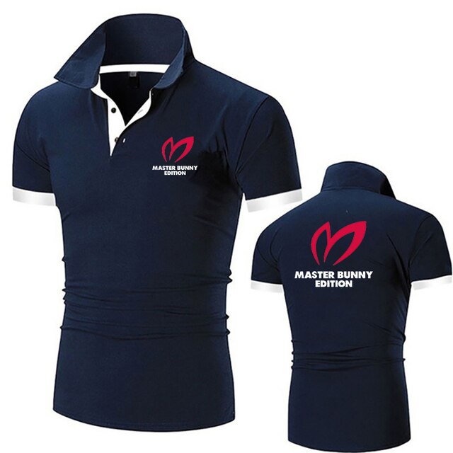 Men's Master Bunny and Pearly Gates Print Polo Shirt Golf Sportwear T-shirt Man Personality Short-sleeved Casual Tee Shirt Tops