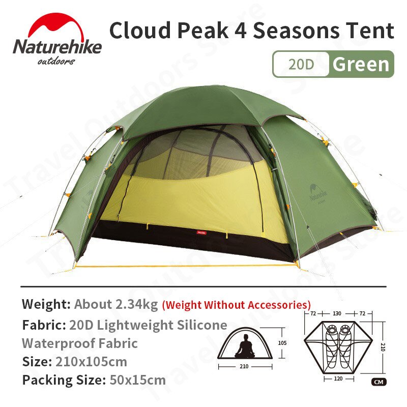 Naturehike Cloud Peak 2 15D Camping Tent Outdoor Hiking 1-2persons