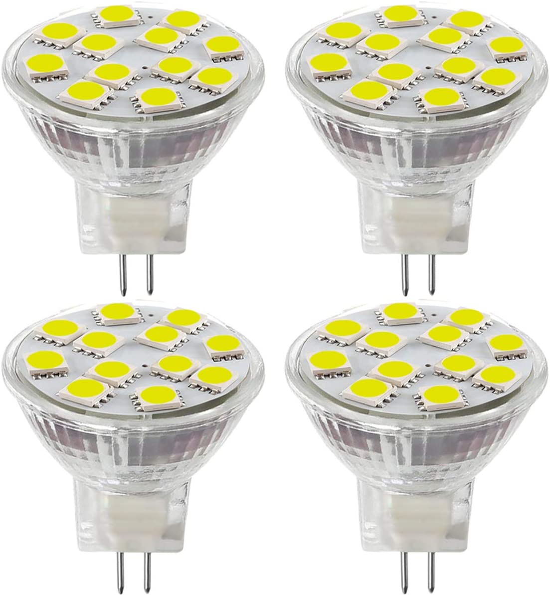 2 x MR11 GU4 12v  2.4w LED Lamp Lightbulb  Warm White Complete with Holder 