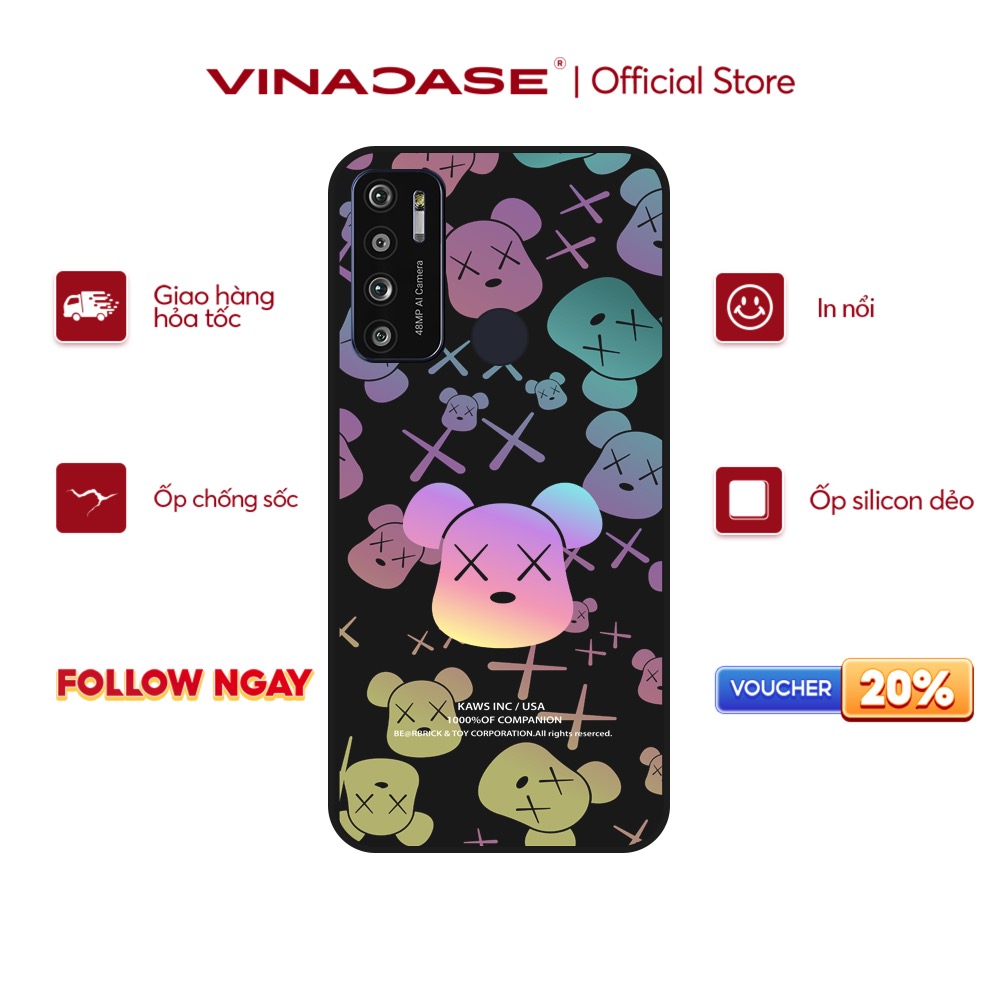 Ốp lưng Vina Case Vsmart Joy 3/Joy 4/Bee 3/Star 3/Aris/....dẻo đen viền bảo vệ camera hình Bearbrick cầu vồng