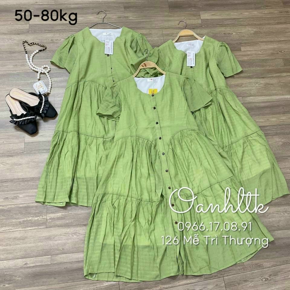Đầm Hoa Dáng Babydoll Cổ Nơ - Váy Suông Hoa Chất Tơ Ép 2 Lớp Dễ Thương Vintage
