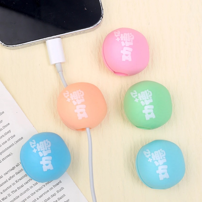 10/20Pcs Creative Wooden Fish Cable Organizer Multifunction Desktop Data Cord Winder Silicone USB Wire Storage Clips