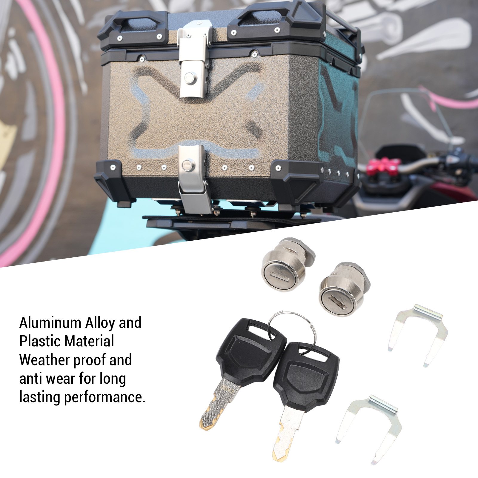 Jauarta Motorcycle Top Box Core Plug & Keys – Fit 25L-100L Cases, Aluminum Alloy, 2 Keys, 2 Cores, Security Lock Set