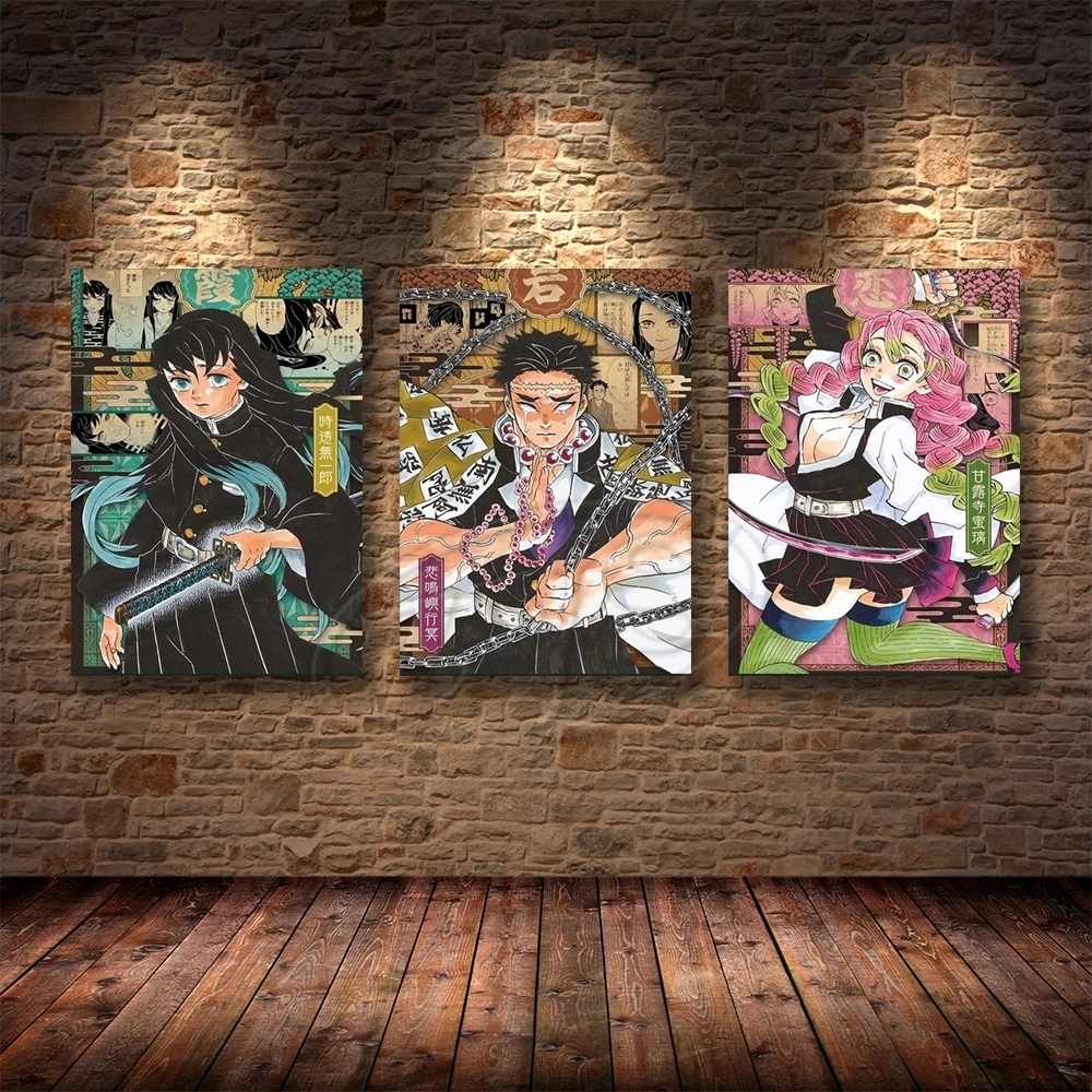 NC Demon slayer Poster 16×24 in hd Canvas Paintings Anime Poster Kimetsu no  Yaiba Poster wall art decor print on canvas painting for home decor wall