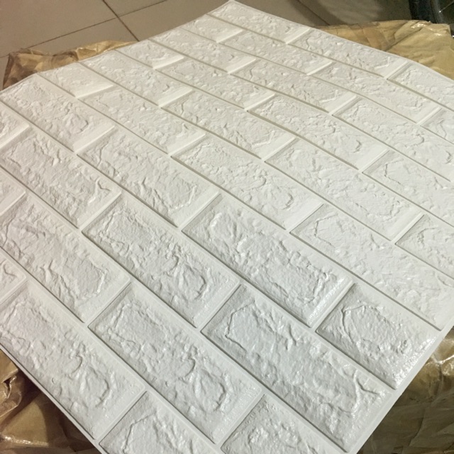 Bộ 5 tấm xốp dán tường giả gạch 3d màu trắng 70cmx77cm