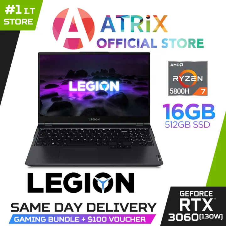 【MS Office|Same Day Delivery】New Lenovo LEGION 5 15ACH6H | 82JU00KWSB | NVIDIA GeForce RTX3060 | 15.6inch 120Hz FHD 1920x1080 | AMD Ryzen 7 5800H | 16GB RAM | RGB Backlit Keyboard | 3Y Warranty