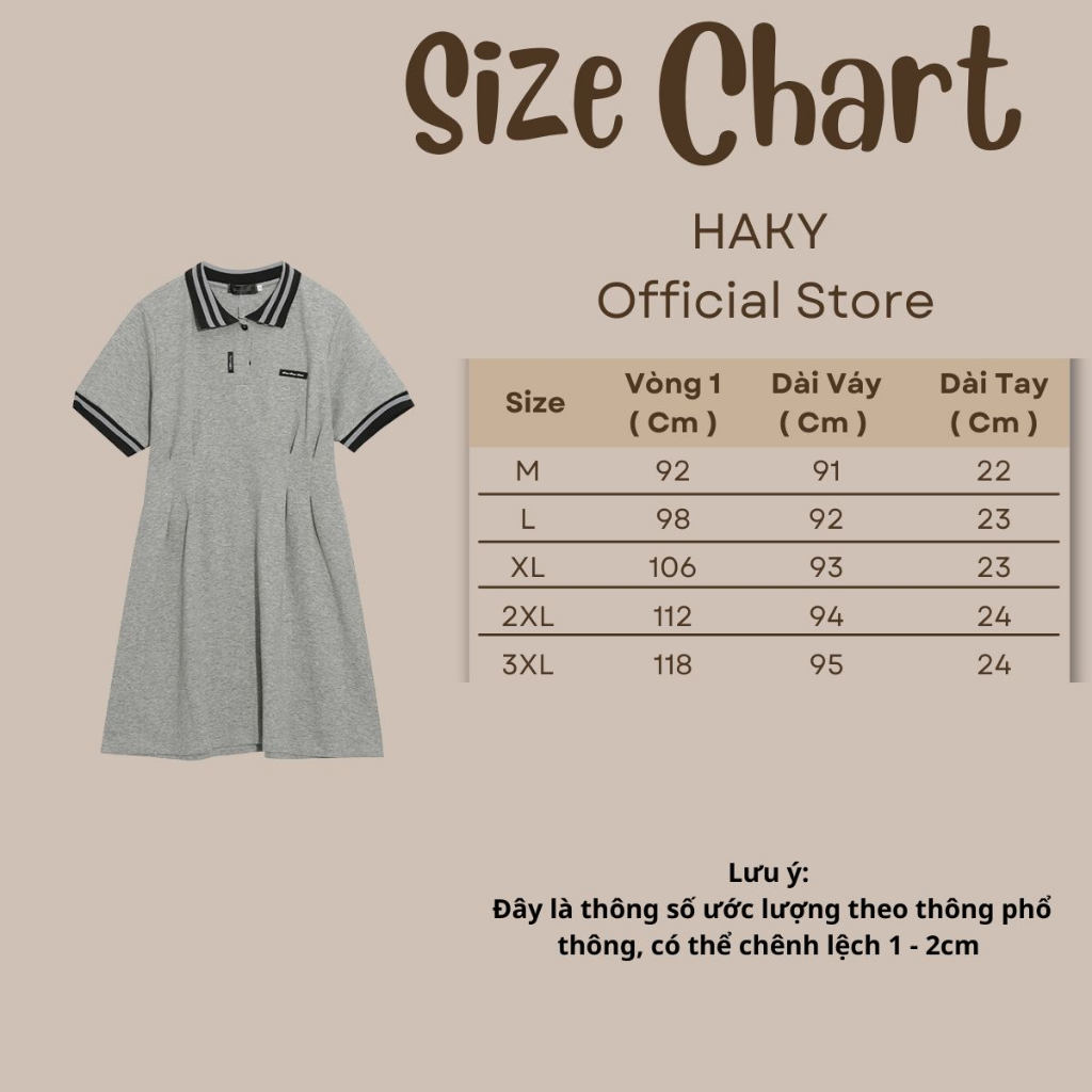 Đầm Nữ BigSize HAKY,Đầm Váy Nữ Basic Phối Cổ Dáng Suông Chất Liệu Cotton 15