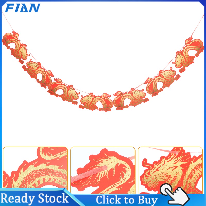 Fianmall Flags Chinese New Year Banners Party Decoration Garland The Decorations Paper Of Dragon Hanging
