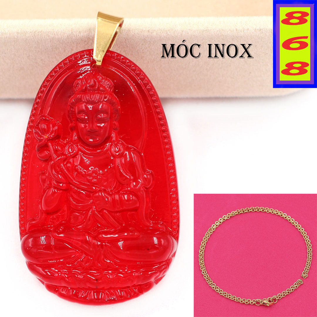 3.6cm great Manjushri Buddha pendant red crystal necklace-Shuman Buddha pendant-small size pendant-with Hook, stainless steel Buddha pendant