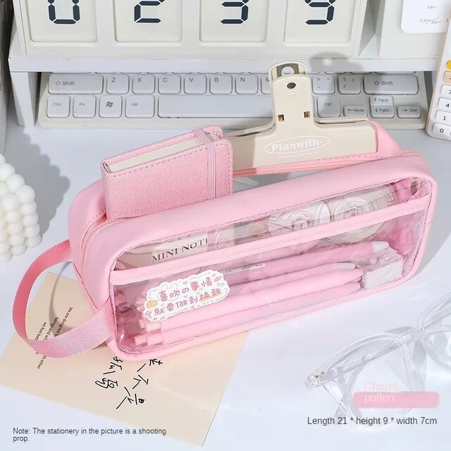Yingke Transparent Pencil Case Large Capacity Pencil Pouch School Supplies Pen Case Trousse School Pencil Cases Stationery Pencilcase