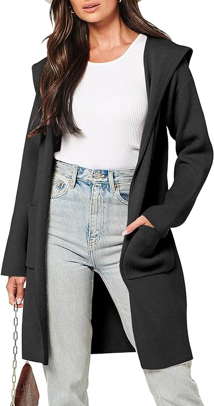 Caracilia Women Long Sleeve Open Front Cardigan Sweater Outwear knit Jacket  Coat