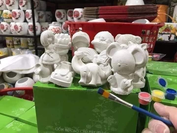 Bộ tô tượng thạch cao, bộ tượng tô màu - gồm 10 tượng, 6 màu 1 cây cọ vẽ