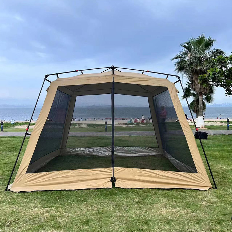 Outdoor automatic canopy tent 8-10 people pergola rainproof thickened silver awning, mosquito net, living room tent