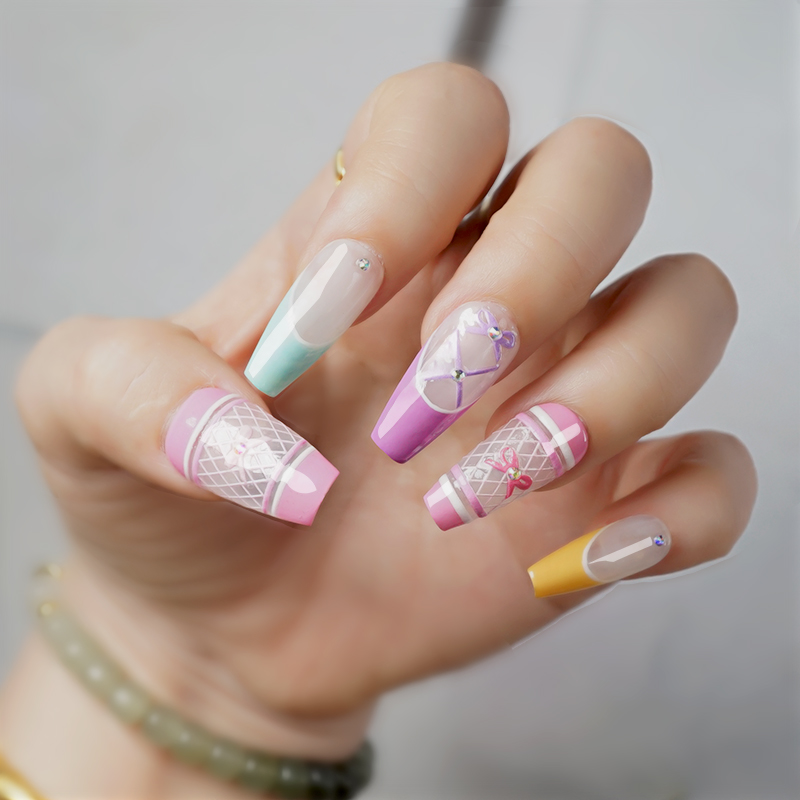 Sticker Nail 5D Lụa Nổi | Nơ Ballet | Hình Dán Móng Tay 1391