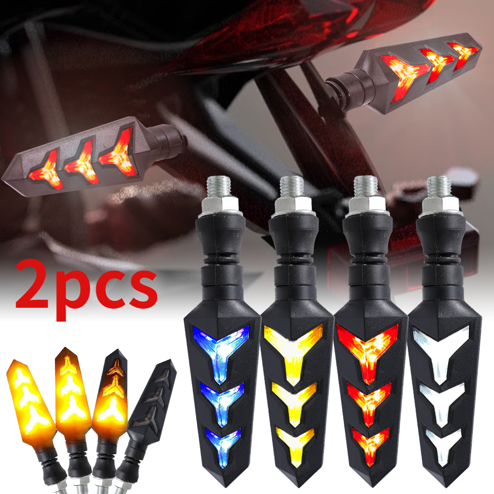 2PCS Motorcycle 3LED Turn Indicator Light Motorcycle Modified Bendable Flow Turn Signal Light