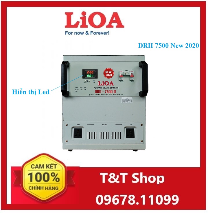 Ổn áp Lioa 1 pha 7.5KVA dải 50( DRII-75000II New 2020)