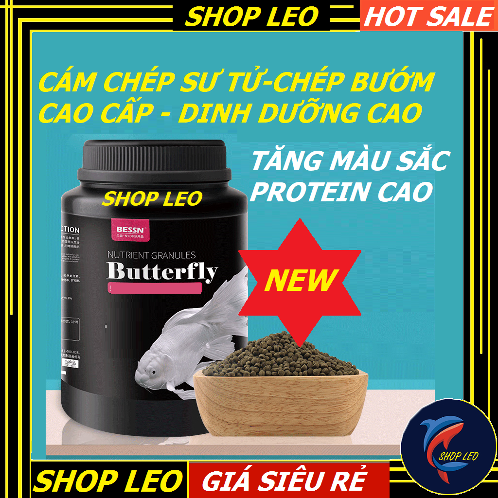 Cám cá chép sư tử Bessn Butterfly - thức ăn chép sư tử BESSN Butterfly - Thức ăn lên màu cho cá, giàu đạm - shopleo