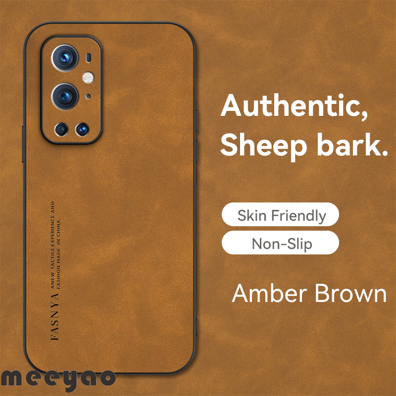 Case OnePlus 9 9 Pro 9R 9RT 9 1+ Soft Leather Phone Case Authentic Camera Protection Luxury Sheep Bark Cover