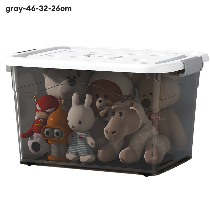 Thickened transparent storage box, household high-capacity clothing storage box with lid, plastic sorting box, storage box