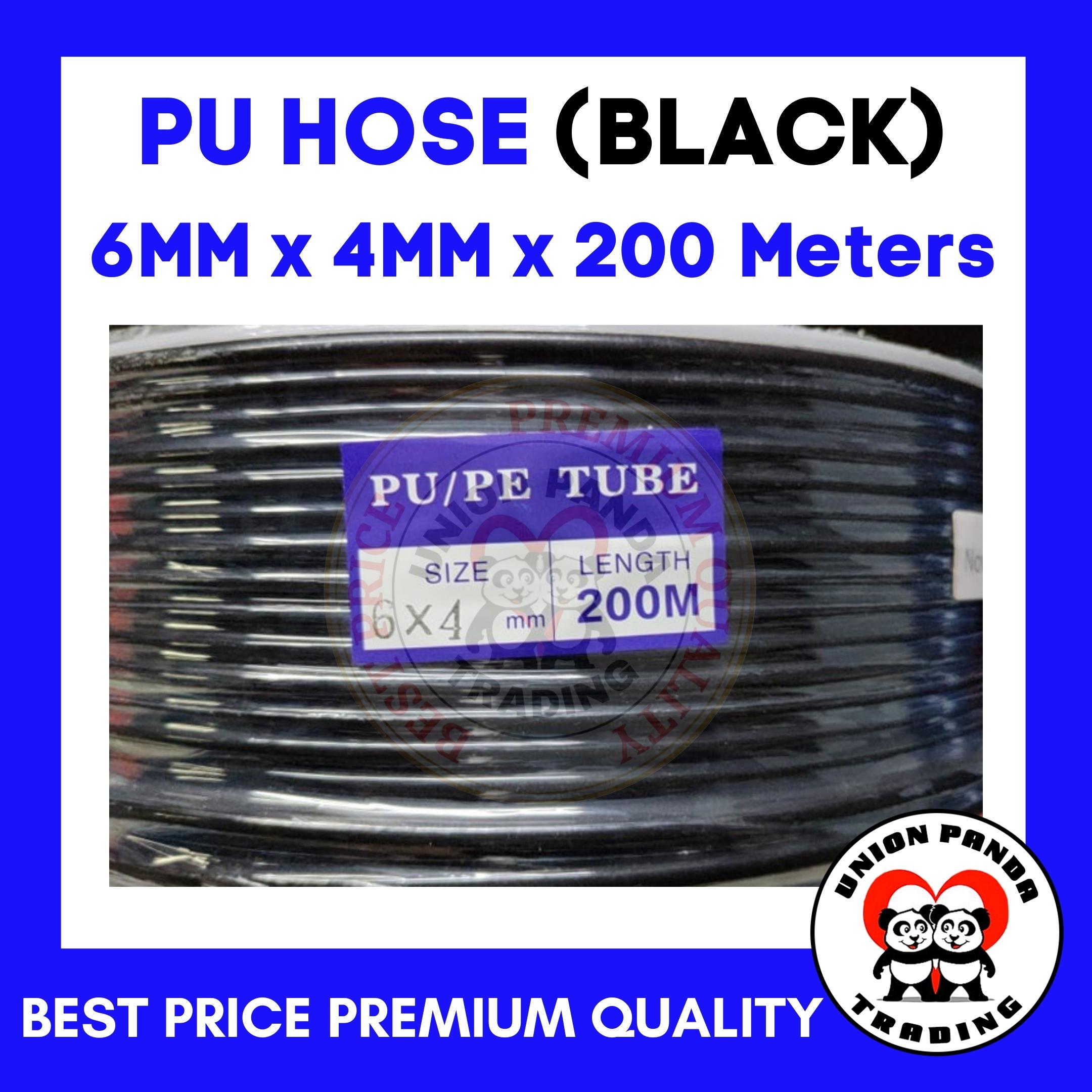 Black 6mm x 4mm Polyurethane Pipe PU Tube Air Hose 200m/roll 
