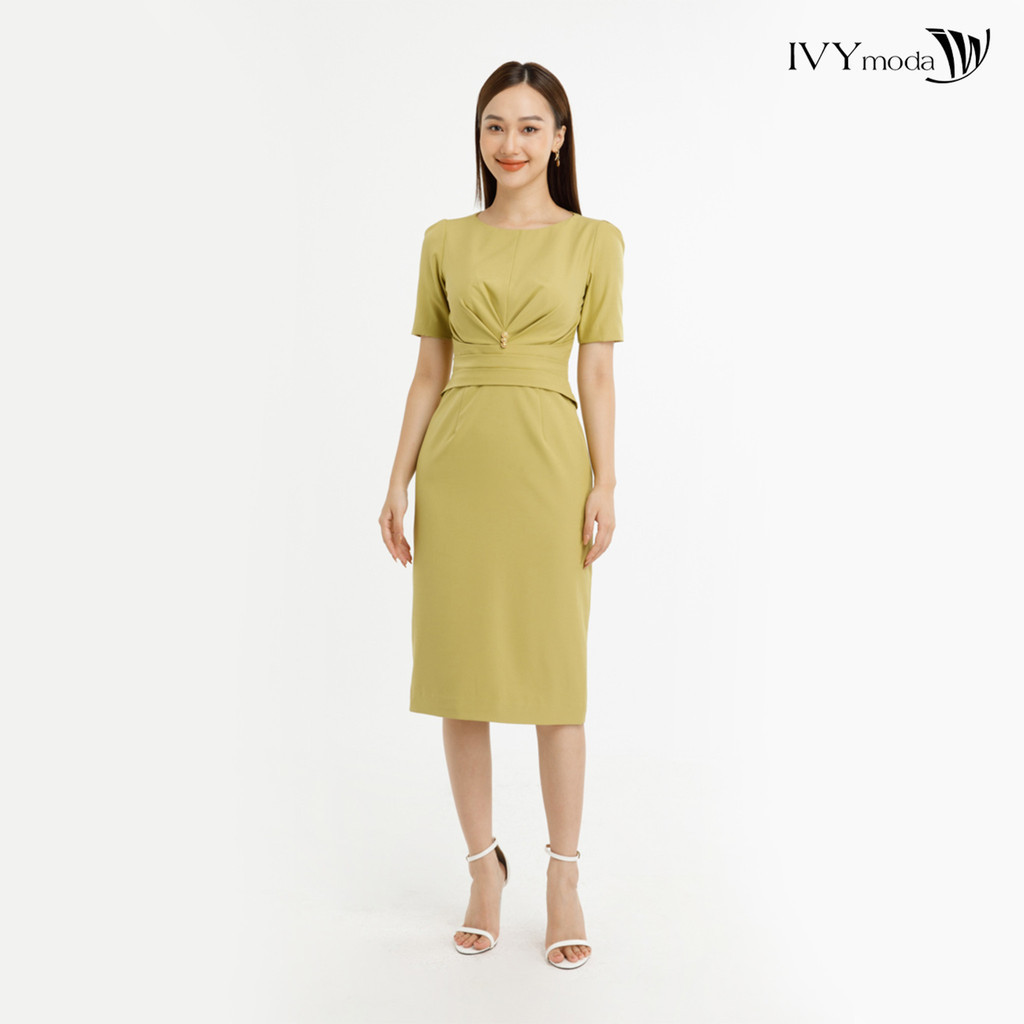 Đầm ôm eo xếp ly IVY moda MS 48M7559