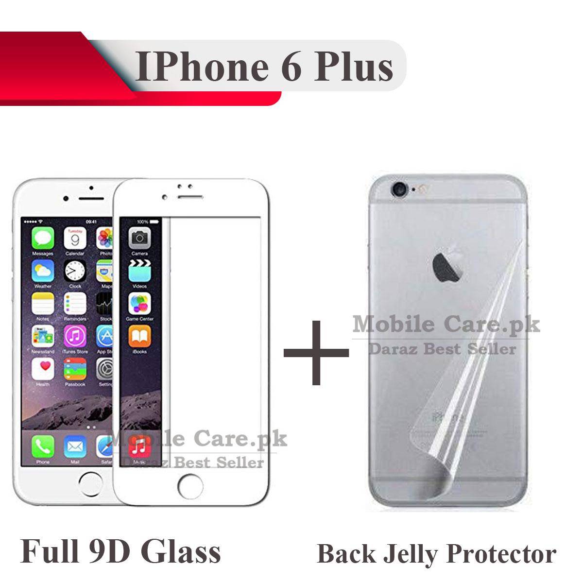 Apple iPhone 6 Plus White Full 9D|5D|6D|10D|11D|21D Tempered Glass Screen Protector Full Glue Edge To Edge + Back Clear Jelly Protector Soft Film Protection For iPhone 6+