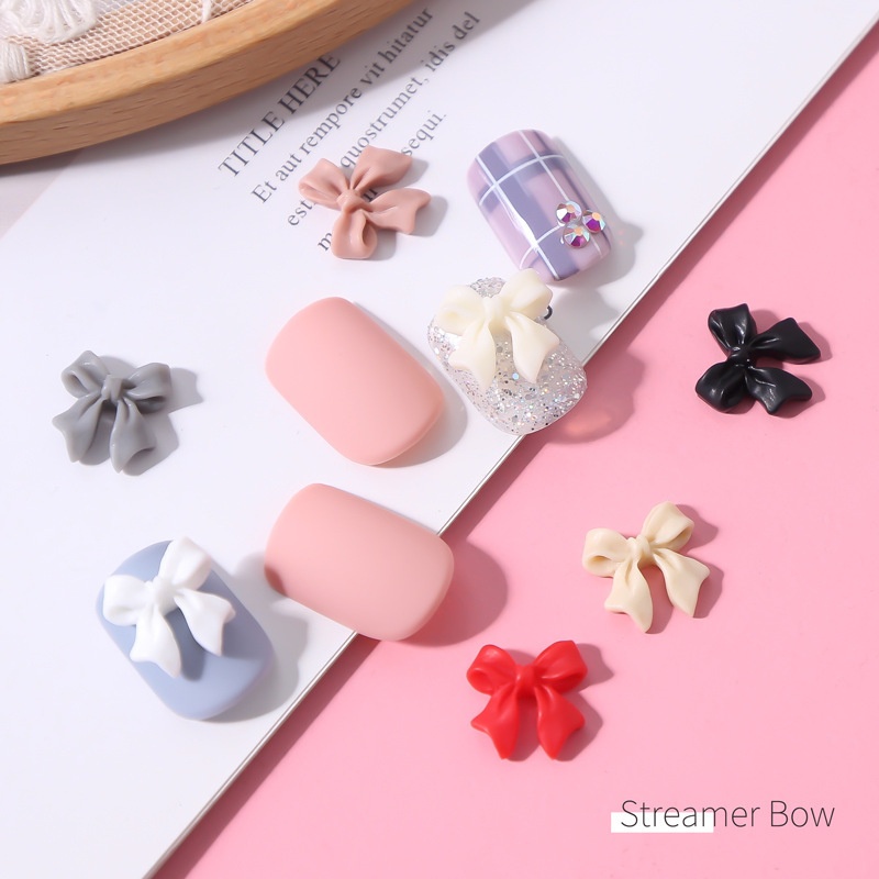 Set nơ 2 cánh nhiều màu trang trí đính móng nail